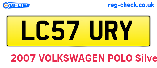 LC57URY are the vehicle registration plates.