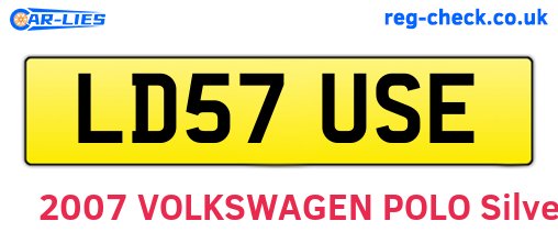 LD57USE are the vehicle registration plates.