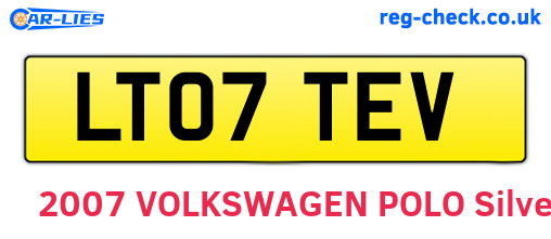 LT07TEV are the vehicle registration plates.