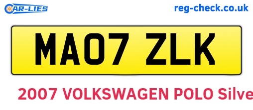 MA07ZLK are the vehicle registration plates.
