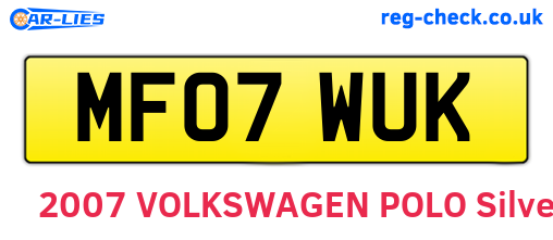 MF07WUK are the vehicle registration plates.