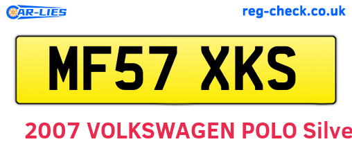 MF57XKS are the vehicle registration plates.