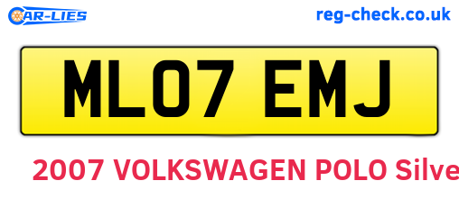 ML07EMJ are the vehicle registration plates.