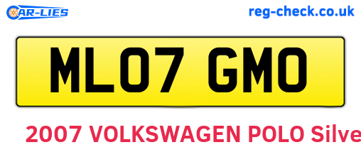 ML07GMO are the vehicle registration plates.