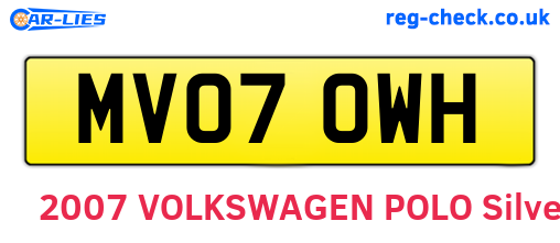 MV07OWH are the vehicle registration plates.
