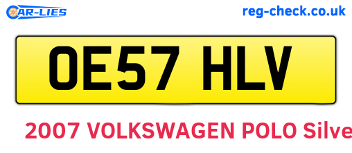 OE57HLV are the vehicle registration plates.