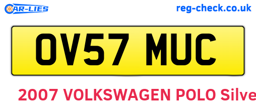 OV57MUC are the vehicle registration plates.