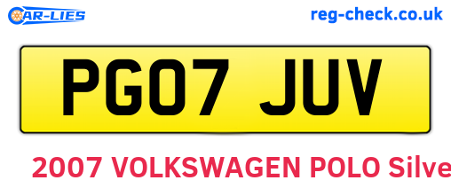 PG07JUV are the vehicle registration plates.