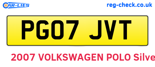 PG07JVT are the vehicle registration plates.