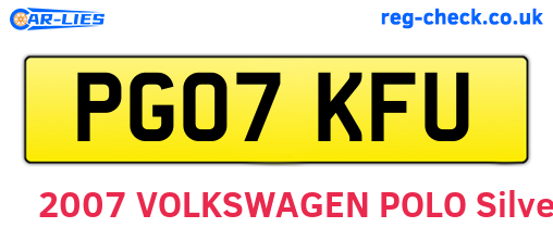 PG07KFU are the vehicle registration plates.