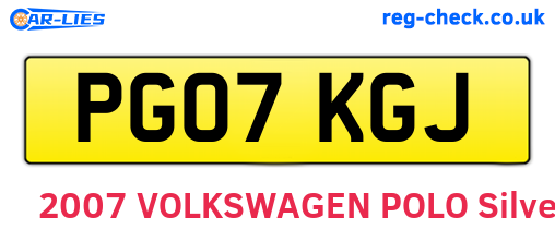 PG07KGJ are the vehicle registration plates.