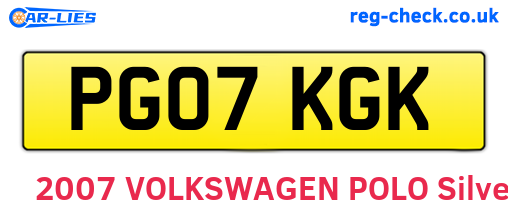 PG07KGK are the vehicle registration plates.