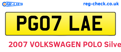 PG07LAE are the vehicle registration plates.