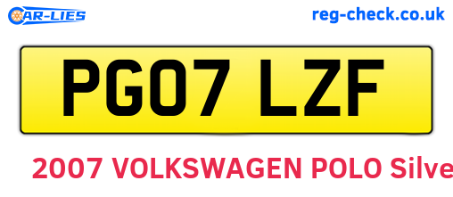 PG07LZF are the vehicle registration plates.