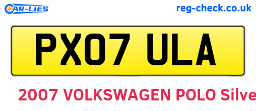 PX07ULA are the vehicle registration plates.