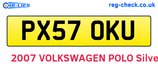 PX57OKU are the vehicle registration plates.