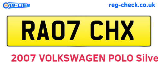 RA07CHX are the vehicle registration plates.
