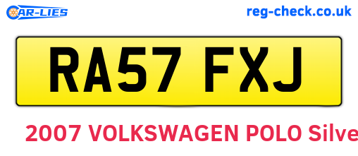 RA57FXJ are the vehicle registration plates.