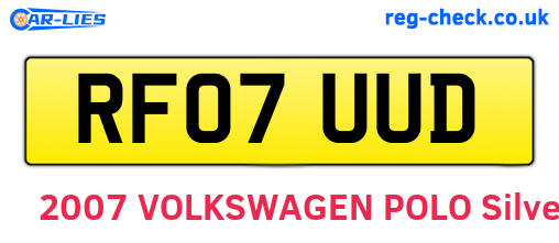 RF07UUD are the vehicle registration plates.