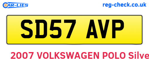 SD57AVP are the vehicle registration plates.