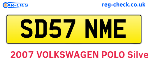 SD57NME are the vehicle registration plates.