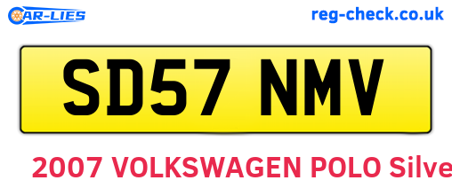 SD57NMV are the vehicle registration plates.