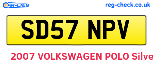 SD57NPV are the vehicle registration plates.