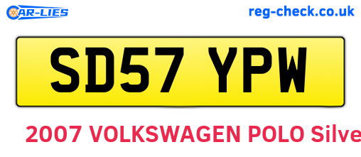 SD57YPW are the vehicle registration plates.