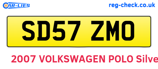 SD57ZMO are the vehicle registration plates.