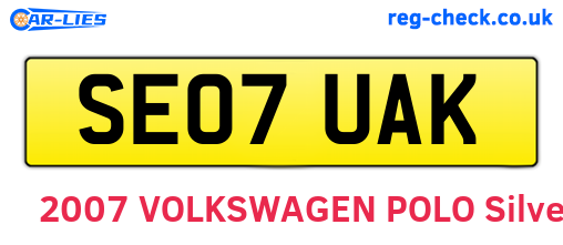 SE07UAK are the vehicle registration plates.