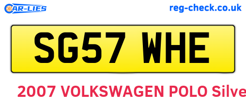 SG57WHE are the vehicle registration plates.
