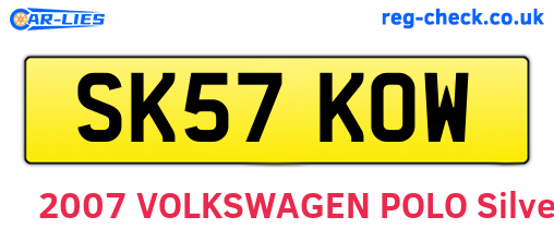 SK57KOW are the vehicle registration plates.