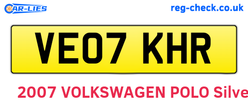 VE07KHR are the vehicle registration plates.