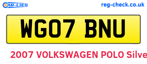 WG07BNU are the vehicle registration plates.