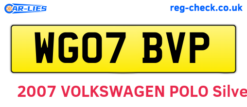 WG07BVP are the vehicle registration plates.