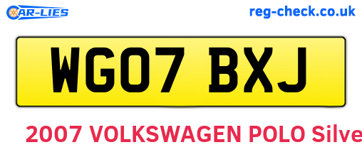 WG07BXJ are the vehicle registration plates.