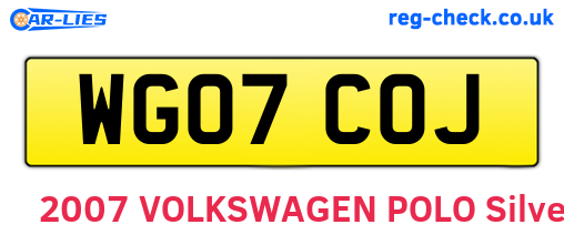 WG07COJ are the vehicle registration plates.