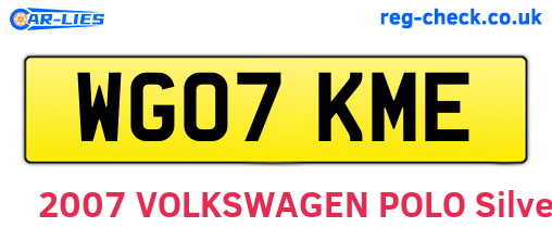 WG07KME are the vehicle registration plates.