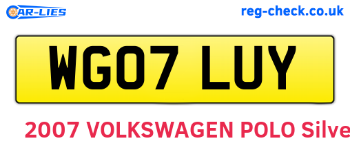 WG07LUY are the vehicle registration plates.