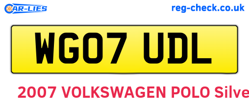 WG07UDL are the vehicle registration plates.