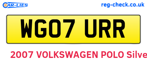 WG07URR are the vehicle registration plates.