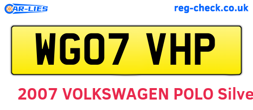 WG07VHP are the vehicle registration plates.