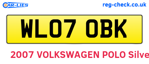 WL07OBK are the vehicle registration plates.