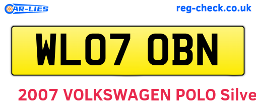 WL07OBN are the vehicle registration plates.