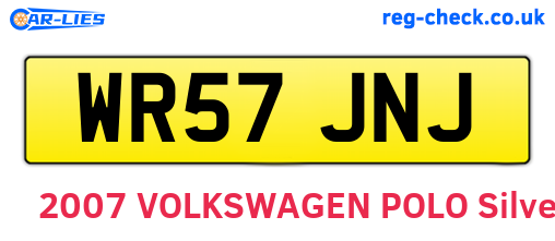 WR57JNJ are the vehicle registration plates.