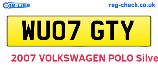 WU07GTY are the vehicle registration plates.