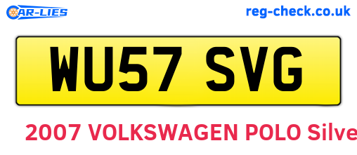 WU57SVG are the vehicle registration plates.