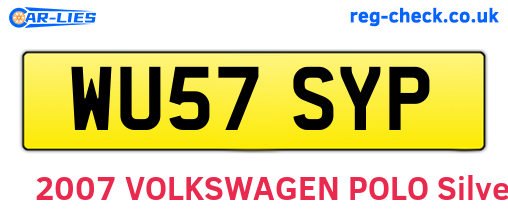 WU57SYP are the vehicle registration plates.