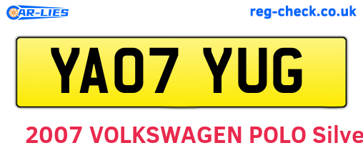 YA07YUG are the vehicle registration plates.