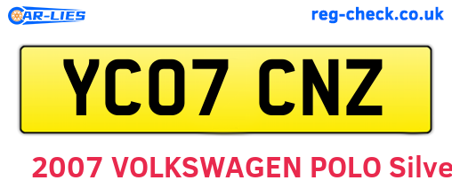 YC07CNZ are the vehicle registration plates.